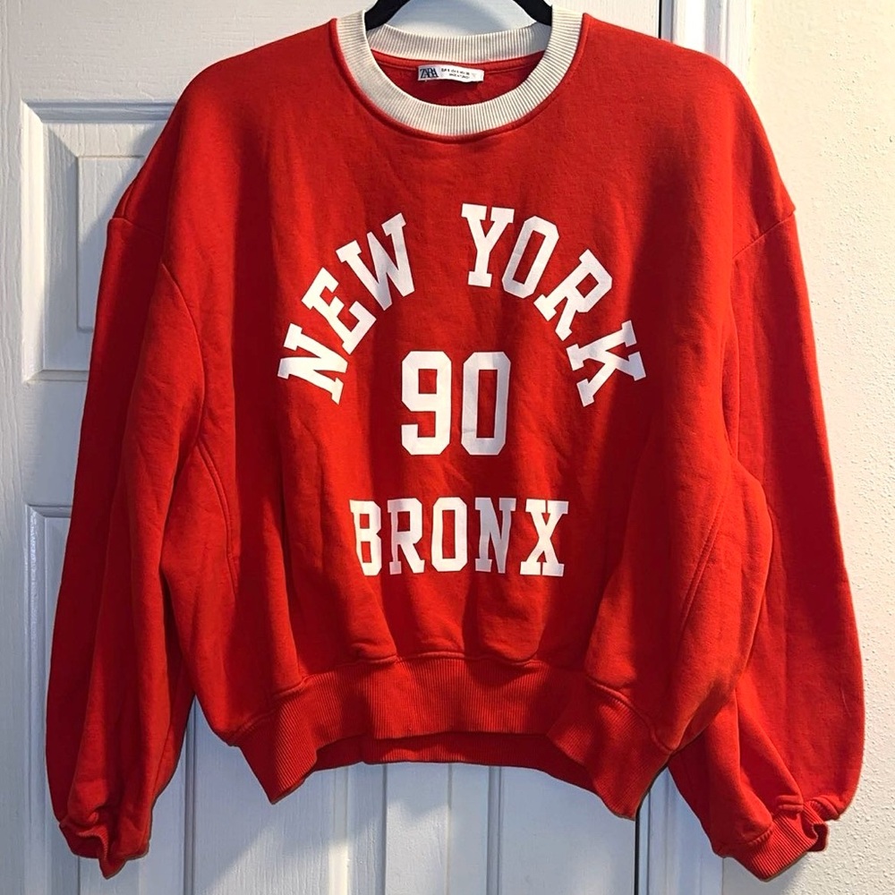 Zara Red New York Bronx Sweater